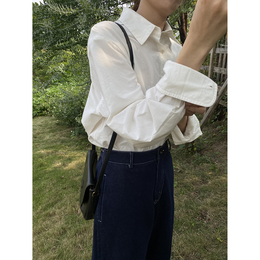 雏菊BellisPerennis2024AW 挺阔羊毛棉品质款暖白开叉衬衫