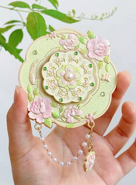 【花间蝶影】牡丹蝴蝶立体浮雕花花朵挂坠鸟随身镜 7960