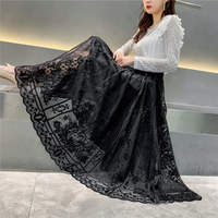This year, long skirts with lace edges are in vogue for chubby girls. Large-sized ones can make them look slimmer. A-line large swing mesh fairy pleated skirts are popular for girls thumbnail 2