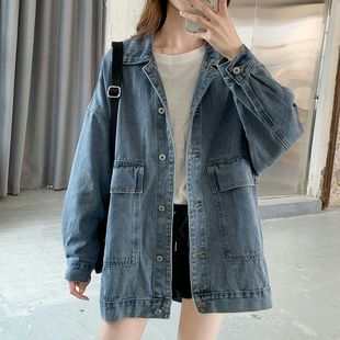 大码女装300斤胖MM好看牛仔外套2025韩版秋季原宿风百搭复古上衣