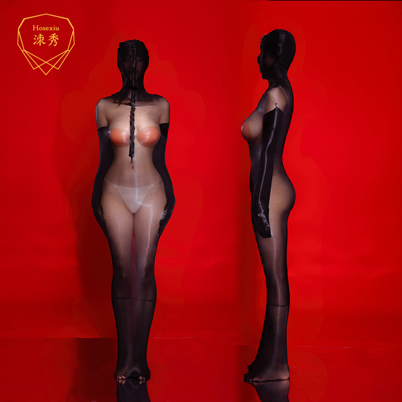 包手拉链全包紧丝袜油亮连体丝袜