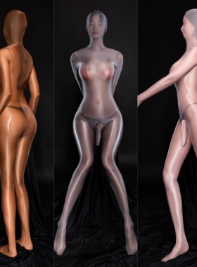 【婵丝】大码油光油亮丝滑男士大象鼻JJ套全包拉链包头紧身连体衣