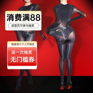袜 巨豚 5D油光912针后脱丝袜连体衣性感加裆五指开袜全身连裤