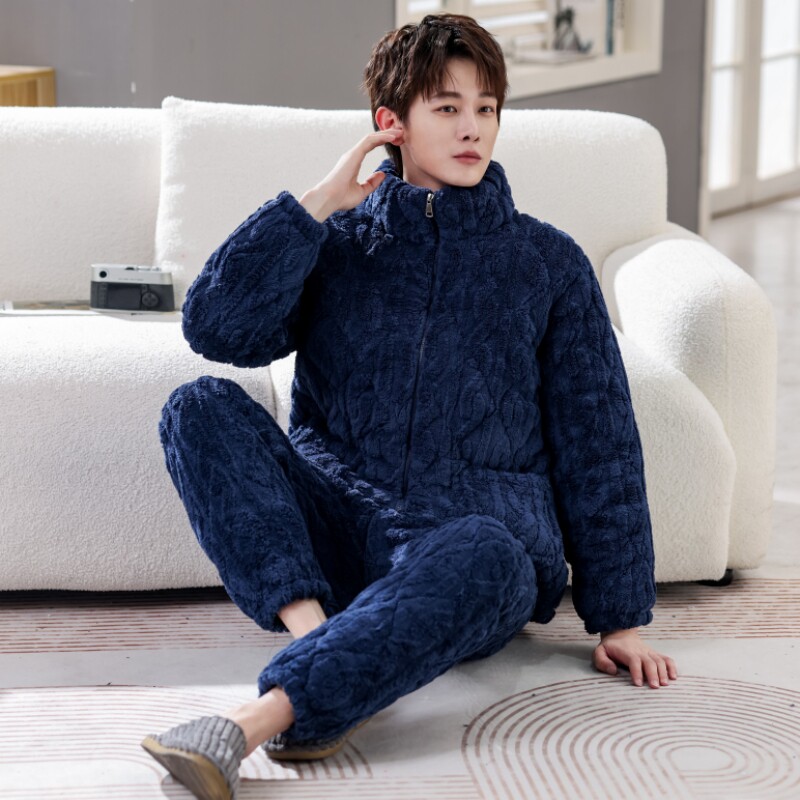 睡衣男冬季法兰绒三层加厚加绒夹棉秋冬中年珊瑚绒保暖家居服套装,女士内衣/男士内衣/家居服,睡衣/家居服套装,淘宝优惠券,粉丝福利购,淘宝优惠卷
