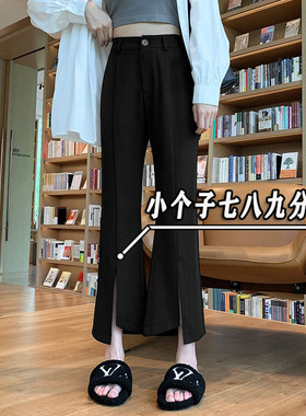 矮小个子145七分开叉西装裤女夏季薄款高腰垂感八分显瘦直筒裤xxs