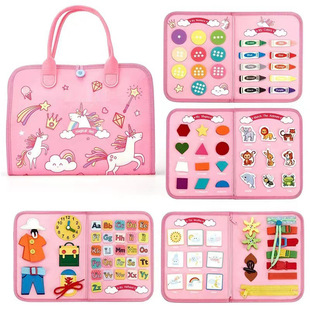 亚马逊跨境毛毡学习板蒙氏幼儿穿衣系鞋早教板儿童益智diy忙绿板