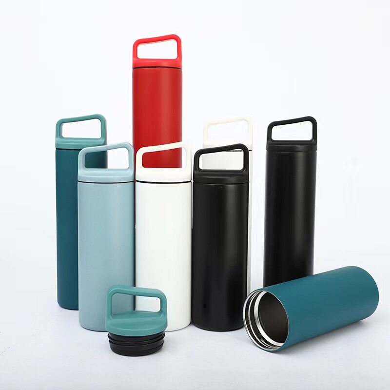 新款304不锈钢保温杯密封宽口真空直身杯户外便携手提运动水壶
