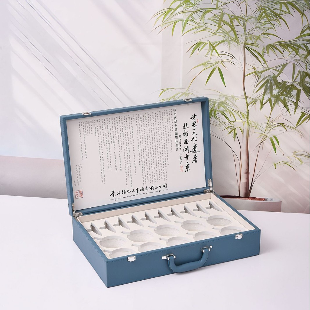茶具套装礼盒定制皮盒空盒高档商务礼品包装盒陶瓷茶壶杯子皮箱图片