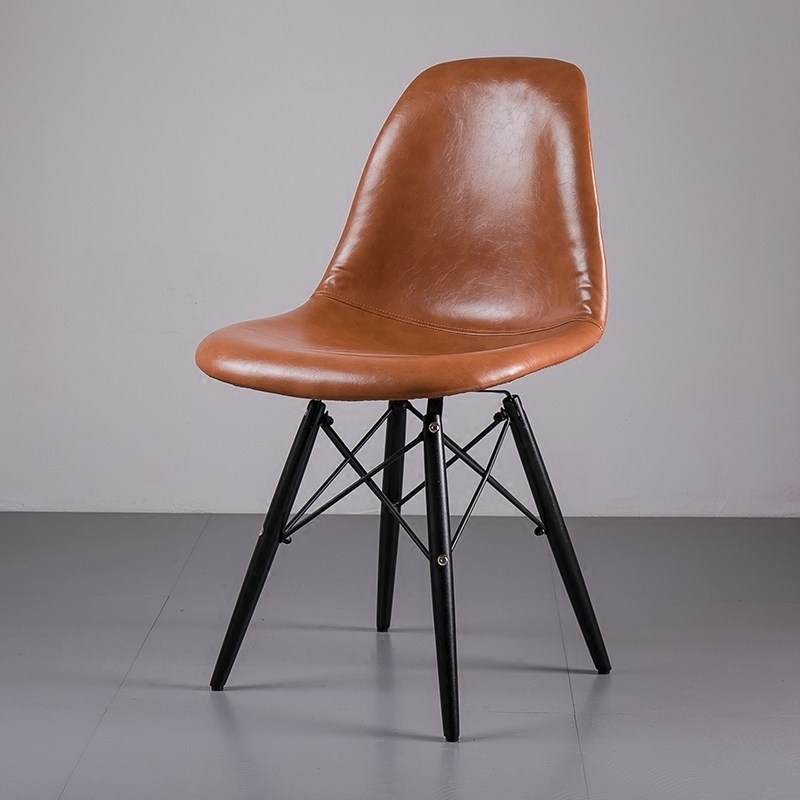 复古工业风伊姆斯餐椅北欧靠背椅子现代简约家用创意pu皮制餐桌椅