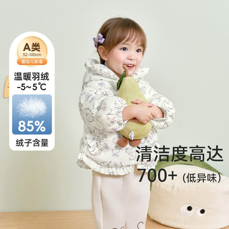 品牌宝宝羽绒服女童冬季加厚童装儿童连帽外套婴儿洋气保暖上衣