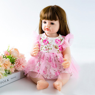 仿真娃娃衣连衣裙可爱飞袖玫瑰花网纱公主裙45-55cm重生婴儿服饰