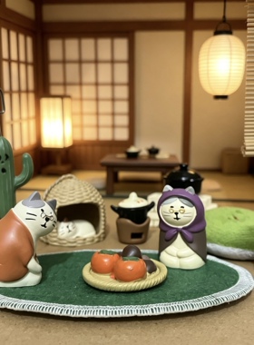 diy树脂地炉三毛猫日式风小摆件