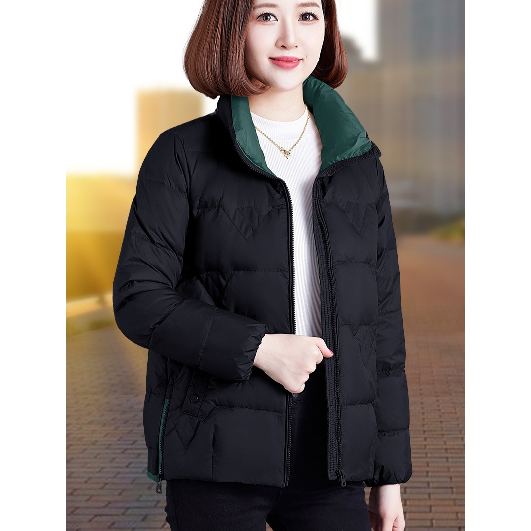 高端立领白鸭绒羽绒服女2025年冬季新款百搭时尚短款加厚保暖外套