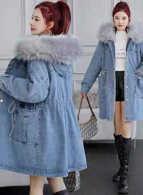 加绒加厚牛仔外套女冬季