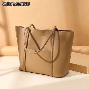 高级感通勤软皮包单肩大包职场ol女全软皮子母tote包大容量托特包