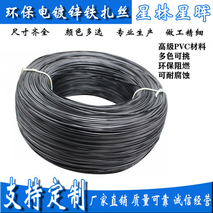 扎丝 扎丝绑丝0.45圆/扁电镀锌包塑扎线 塑料铁芯扎丝 数据线绑线