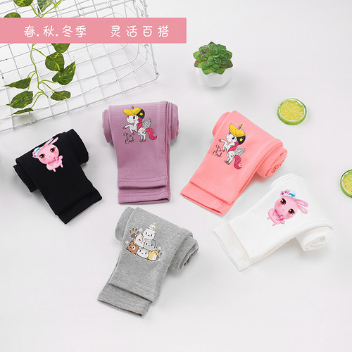 春秋女童打底裤外穿薄款黑色纯棉