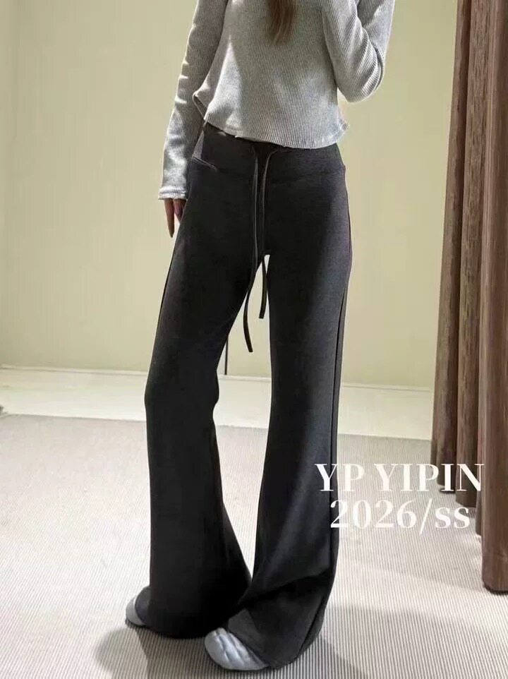 一品家2026春款88013辣妈微弹力不勒肚子高腰显瘦阔腿微辣休闲裤