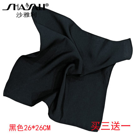 纯色丝绸小手帕素色手巾黑色口袋巾擦汗巾白色扎染仿真丝手绢刺绣