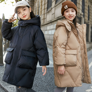 儿童羽绒服女童中长款2023新款韩版女孩中大童加厚冬装加厚保暖