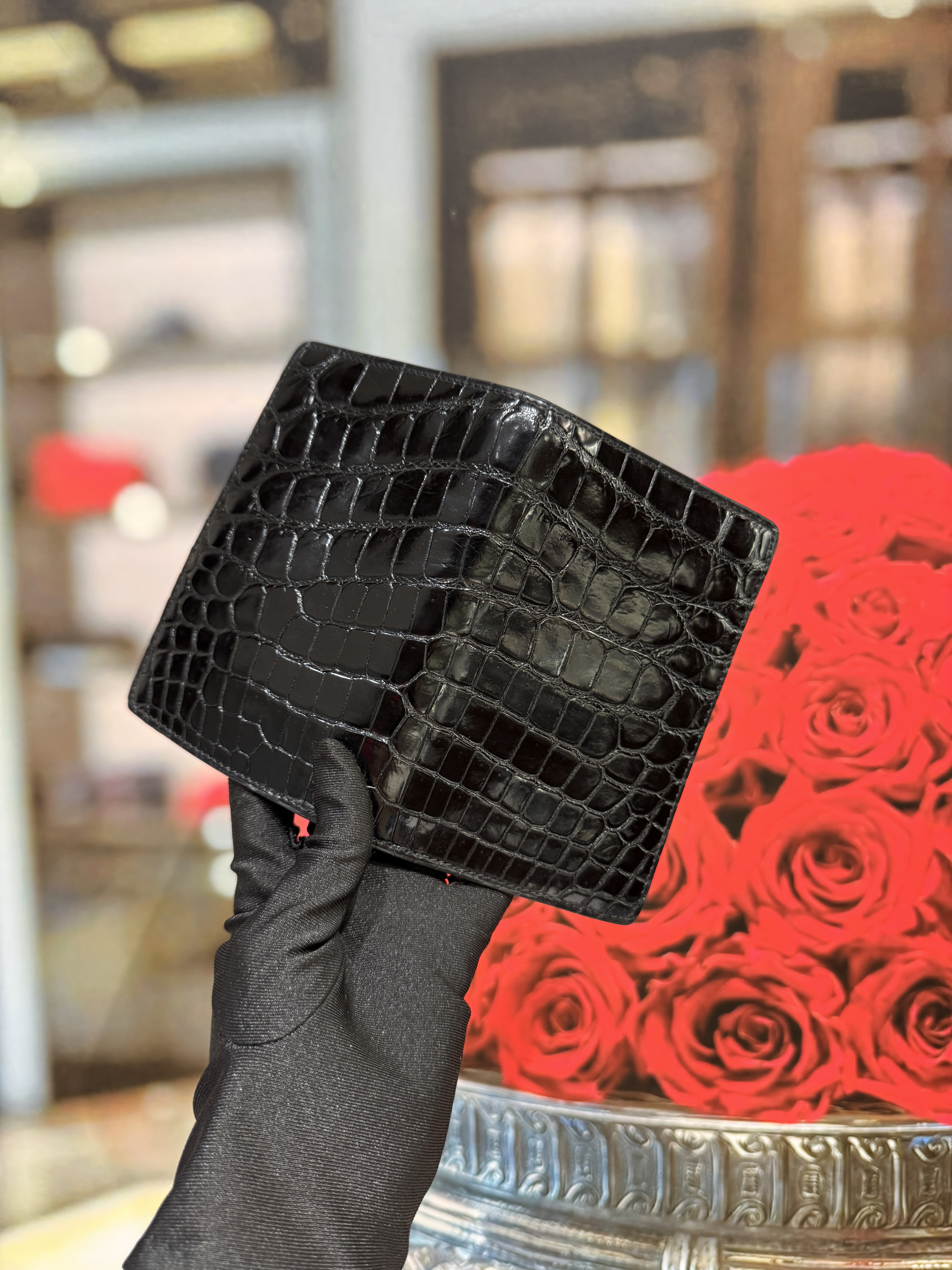 进口美洲黑色鳄鱼皮护照夹经典款男女通用带多卡位身份证卡套票夹