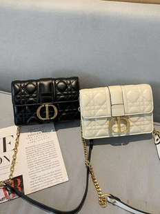 新款欧美时尚头层牛皮纯色百搭斜挎单肩包真皮链条休闲小方包女包