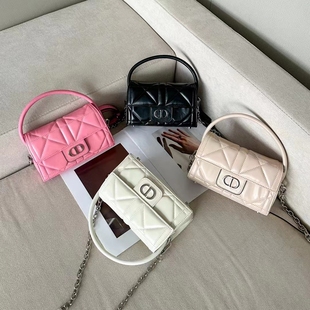 2023新款欧美时尚真皮斜挎单肩包头层牛皮菱格百搭手提小方包女潮