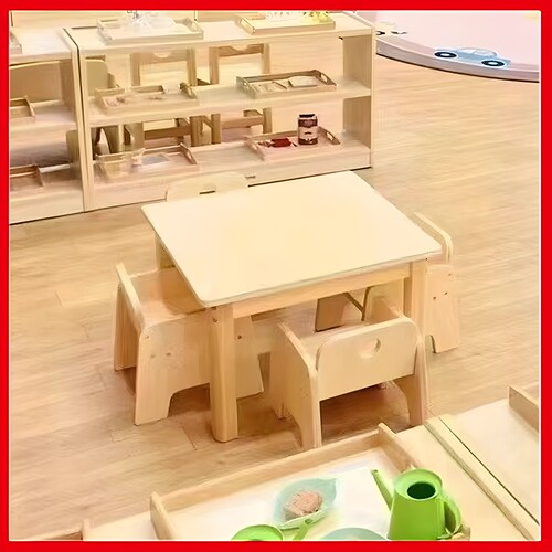 幼儿园木质辅导班正方形桌椅套装