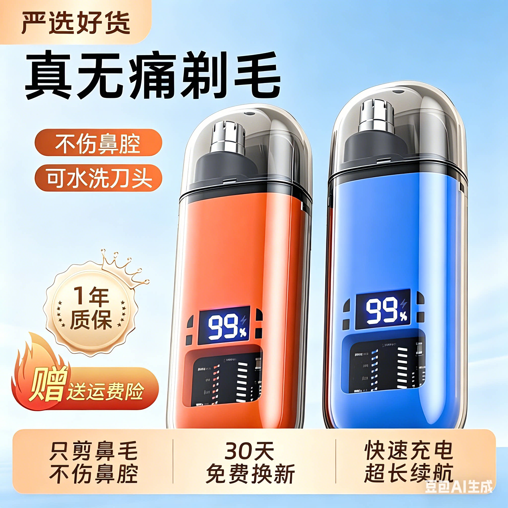 电动鼻毛修剪器男士剪剃修除刮去鼻子毛女用鼻孔清理剪刀神器男用