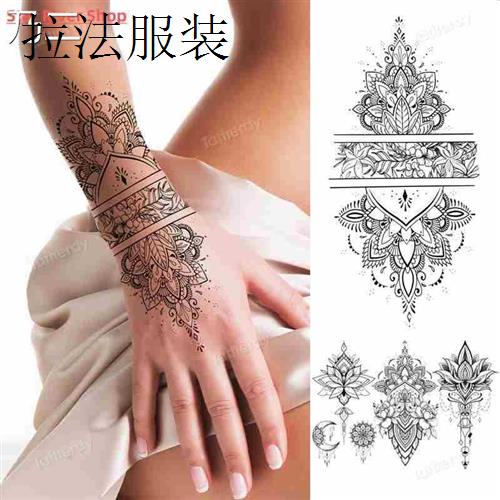 fake henna tattoo mandala lotus flowers jewery arabic indian