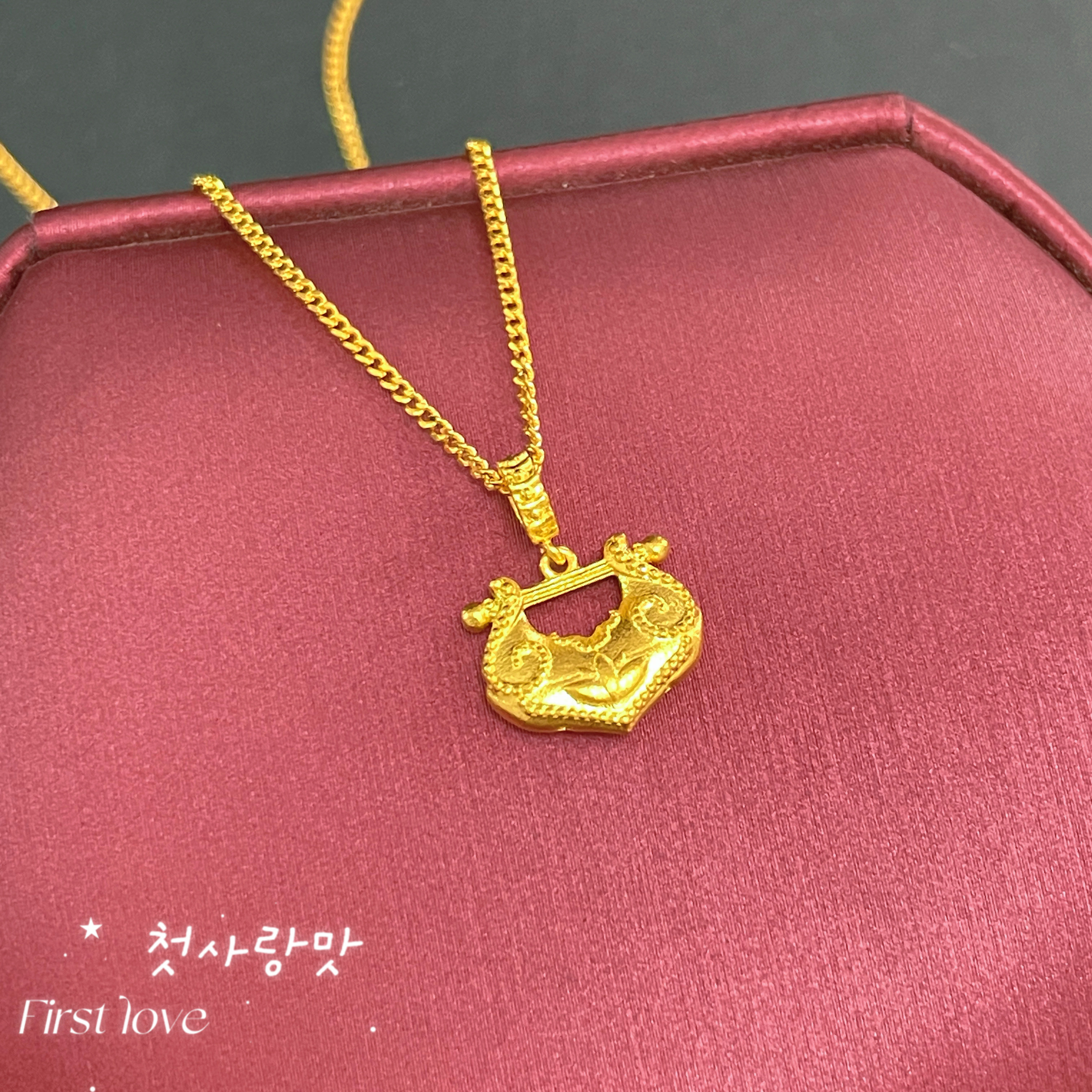 足金999莲花如意锁包套链女2026新款纯金项链生日礼物送女友