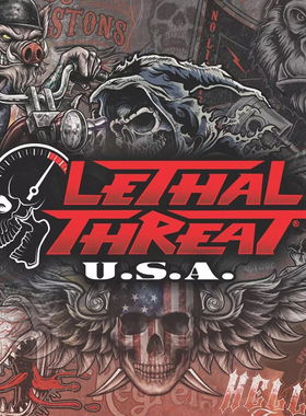 美国LETHAL THREAT 地狱天使 复古怀旧哈雷骑行个性T恤摩托车全棉