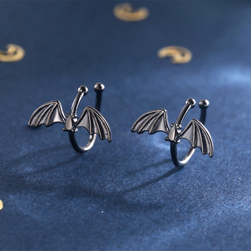 宁宁 ins蝙蝠耳夹无耳洞女酷暗黑个性冷淡风耳廓夹耳环男耳骨夹