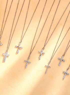 满钻十字架项链2025年新款摇滚个性十字欧美吊坠轻奢辣妹锁骨链女
