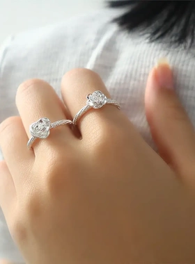 麻花玫瑰花戒指浪漫之花戒子小红书爆款小花朵指环送妈妈女友礼物