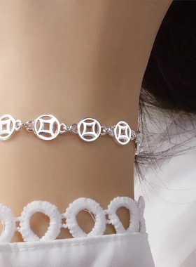 招财进宝金钱手链转运镂空钱币手串时尚复古中国风铜钱手环本命年