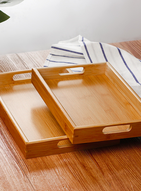 托盘茶盘竹木长方形家用商用放茶杯餐盘日式大号简约盘子露营餐具