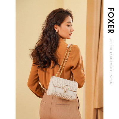 Foxer金狐狸2026新款高级感小众链条斜挎包小包生日礼物真皮包包