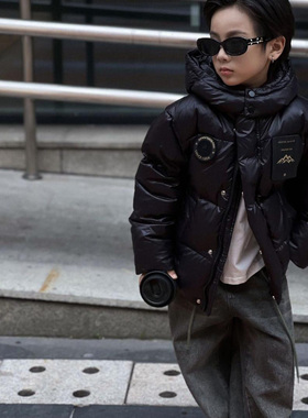 （高端黑色儿童羽绒服）A01216冬季新款百搭时尚加厚保暖羽绒服