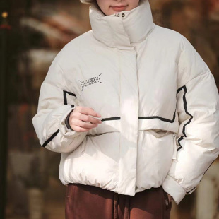 A001秋冬加厚保暖时尚 羽绒服 潮流立领羽绒服 数字设计短款