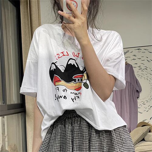 休闲百搭纯棉短袖宽松显瘦打底衫