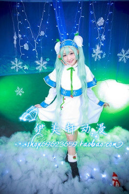 【全新上市】2015雪初音 snow miku 铃兰花连衣裙 cos/cosplay