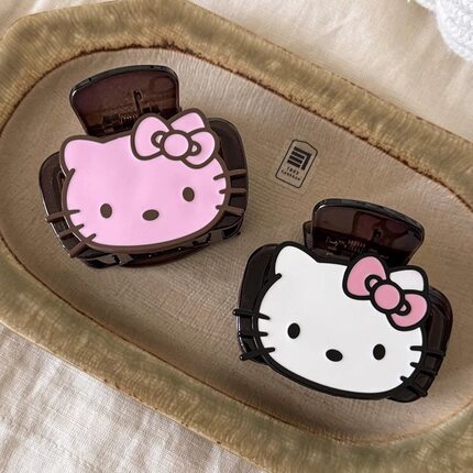 新韩国高品质可爱卡通kitt猫抓夹中号甜美迷你对夹顶夹粉色精致