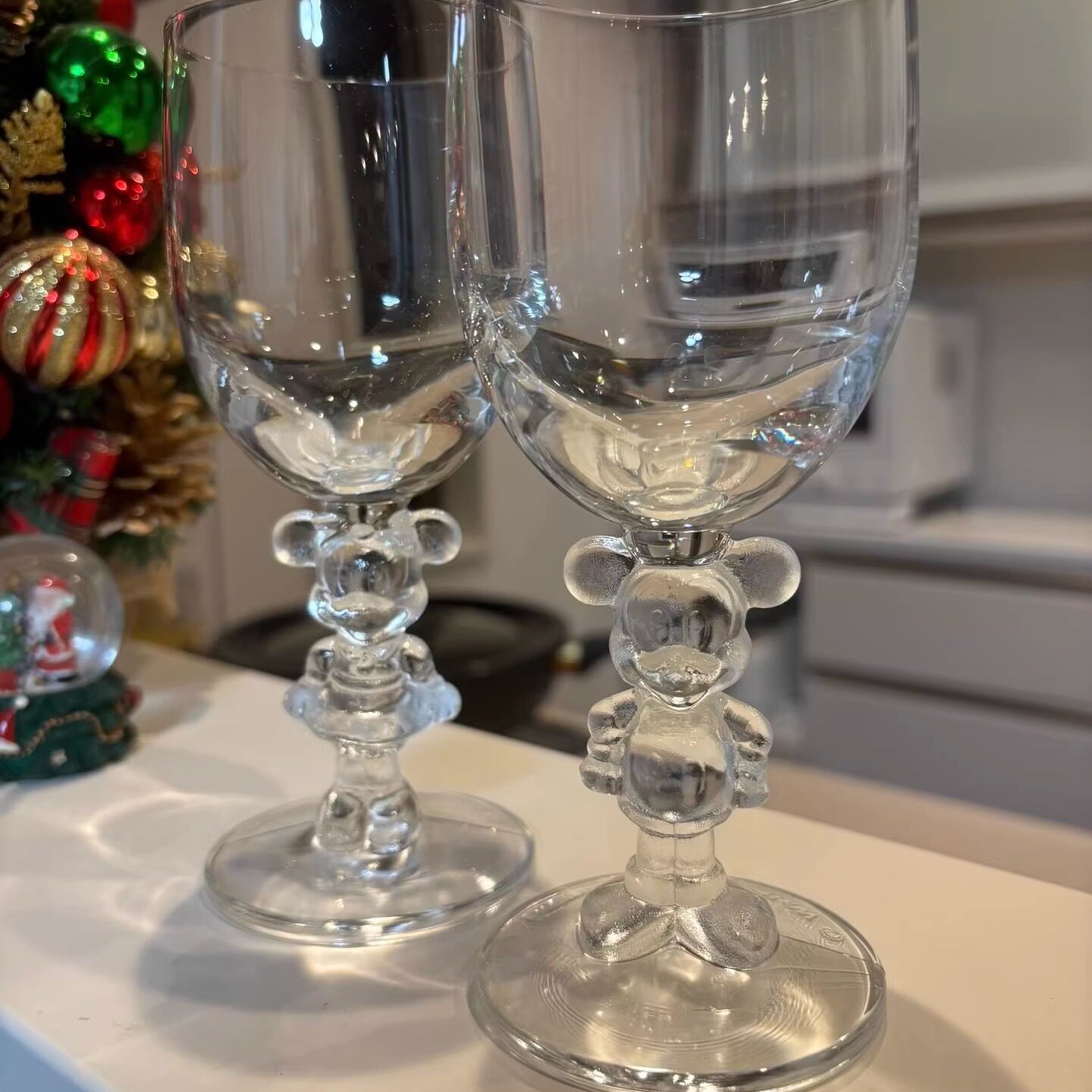 迪士尼米奇米妮玻璃高脚红酒杯