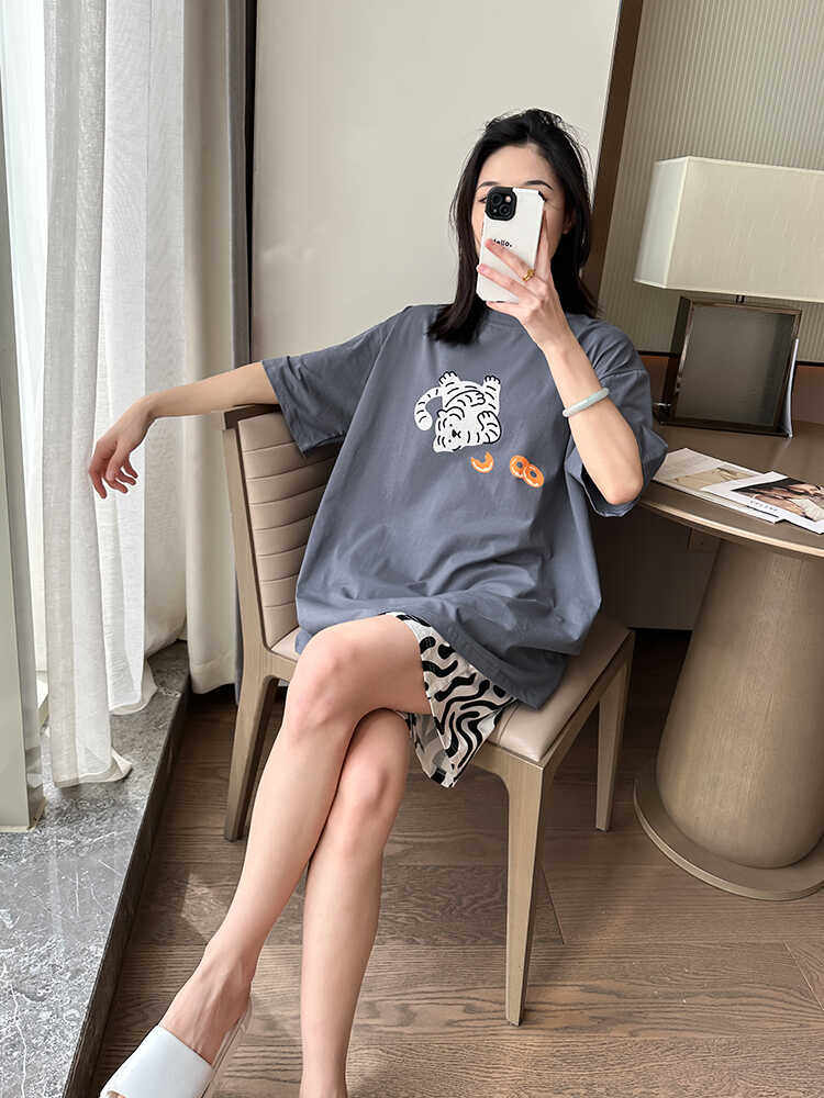 情侣纯棉睡衣卡通大码夏季薄款短袖短裤200斤男士休闲家居服套装