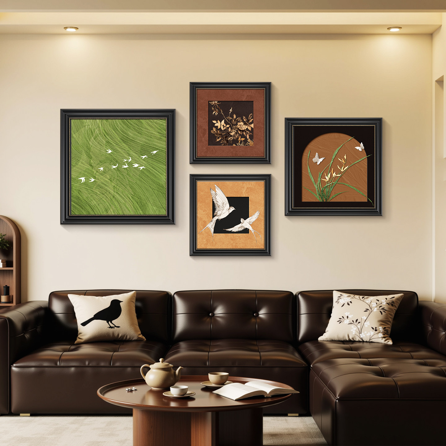 中古风客厅装饰画沙发背景墙挂画壁画简约现代高级感小众艺术组合