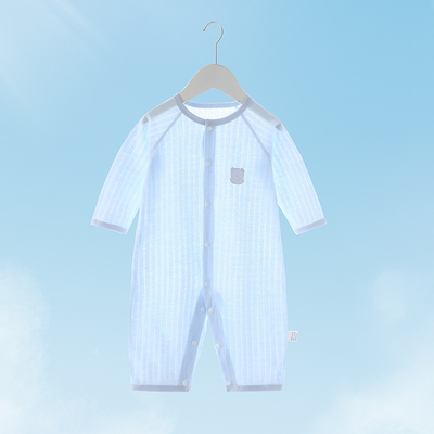 婴儿连体衣夏季空调服纯棉透气薄