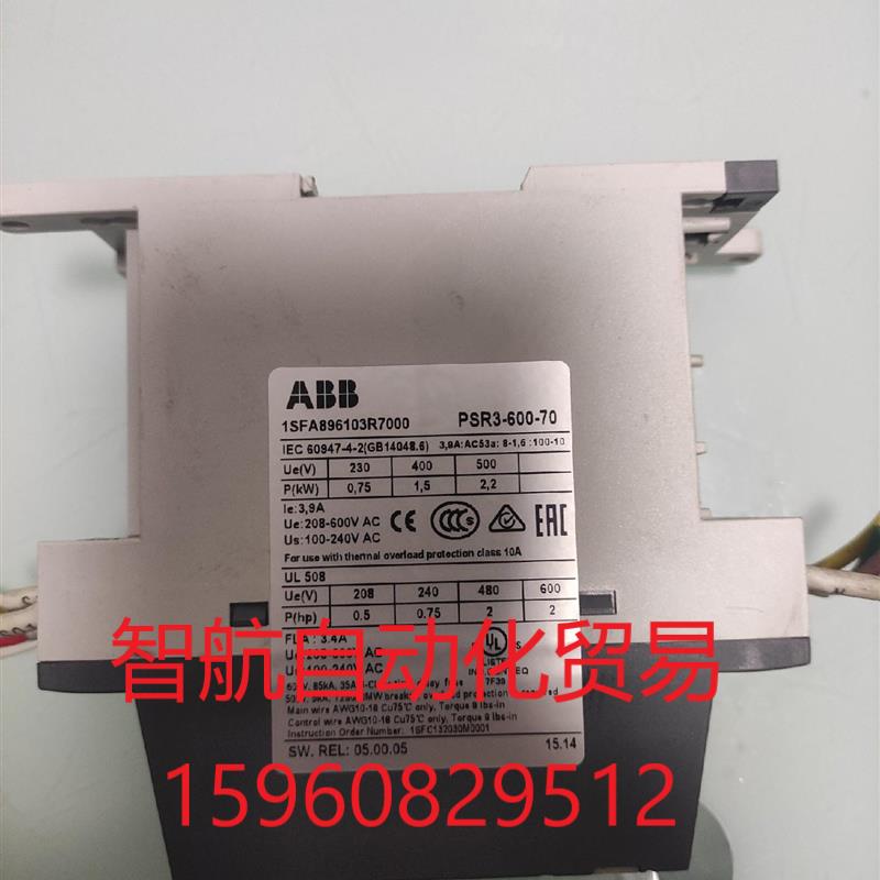 ABB PSR3-600-70软启动器,闲置设备剪线拆机,