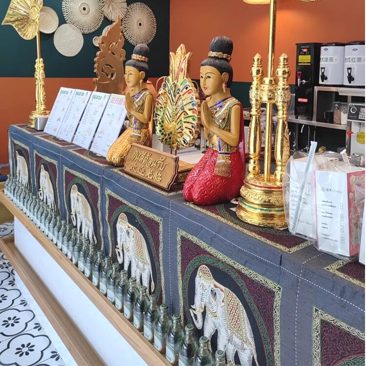 东南亚盖布泰式奶茶店吧台布图片
