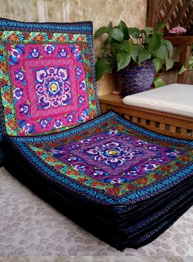 云南民族风刺绣抱枕坐垫套45*45cm中式特色礼品茶馆圈椅国风坐垫